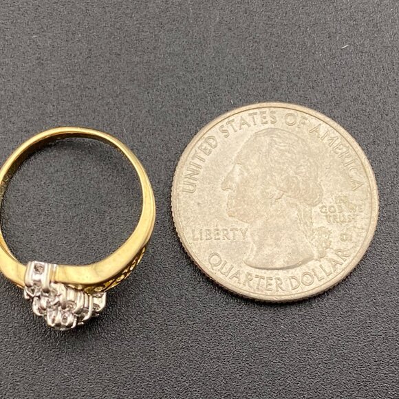 Vtg. Feature Ring Co. Designer 14K Yellow Gold 13 Diamond 0.21 Ct Bypass Sz.6 - Picture 14 of 16